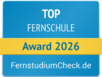 Top Fernschule Award 2025 von FernstudiumCheck.de 