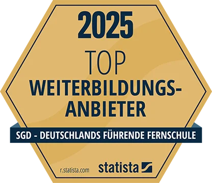 Siegel von Statista: 2024 TOP Weiterbildungsanbieter 'SGD- Deutschlands führende Fernschule'
