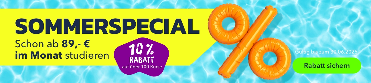 Sommerspezial: 10% Rabatt auf über 100 Kurse bis zum 30.06.2025